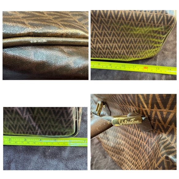 Valentino Brown Patterned satchel Handbag with V Logo - Picture 9 of 9